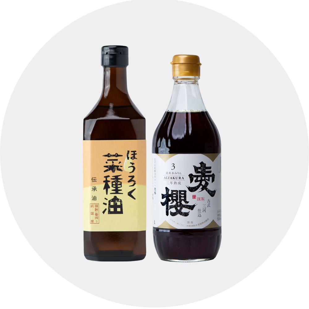 ギフトセット／ほうろく菜種油 伝承 460g＋愛櫻 純米本みりん三年熟成500mℓ